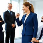 Professional Acknowledgment**

"A fully clothed businesswoman in a modest power suit, receiving an award in a bright, modern office setting, surrounded by smiling colleagues. Safe for work, appropriate content, perfect anatomy, correct proportions, well-formed hands, proper finger count, natural body proportions, professional, high quality, family-friendly."

**