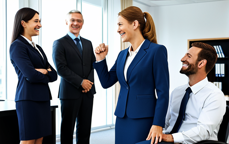 Professional Acknowledgment**
"A fully clothed businesswoman in a modest power suit, receiving an award in a bright, modern office setting, surrounded by smiling colleagues. Safe for work, appropriate content, perfect anatomy, correct proportions, well-formed hands, proper finger count, natural body proportions, professional, high quality, family-friendly."
**
