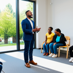 Social Impact Career**

A dedicated social worker in a modest, professional outfit, counseling a diverse group of people in a bright, welcoming community center, fully clothed, appropriate content, safe for work, professional setting, perfect anatomy, correct proportions, natural pose, family-friendly.

**